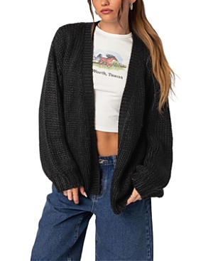 Shop Edikted Anina Oversized Knit Cardigan In Black