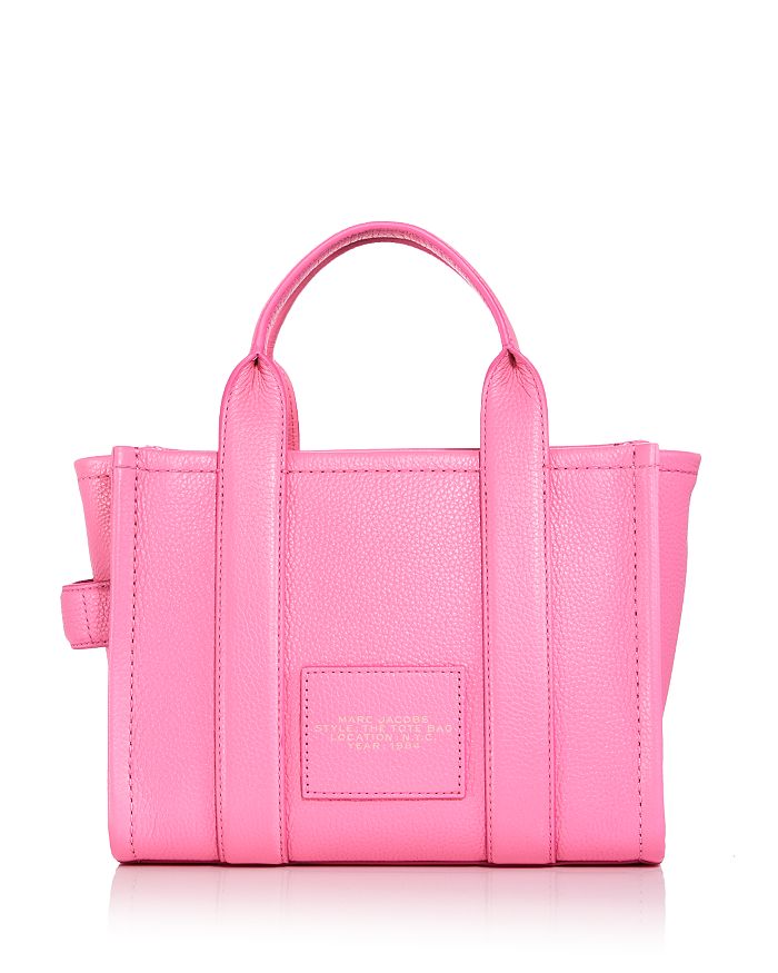 Shop Marc Jacobs The Leather Medium Tote Bag In Petal Pink/nickel