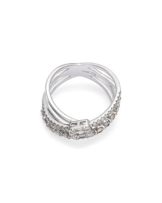 Diamond Mixed Cut Crossover Ring in 14K White Gold, 0.65 tcw