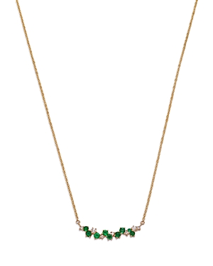 Bloomingdale's Emerald & Diamond Curved Bar Necklace in 14K Yellow Gold