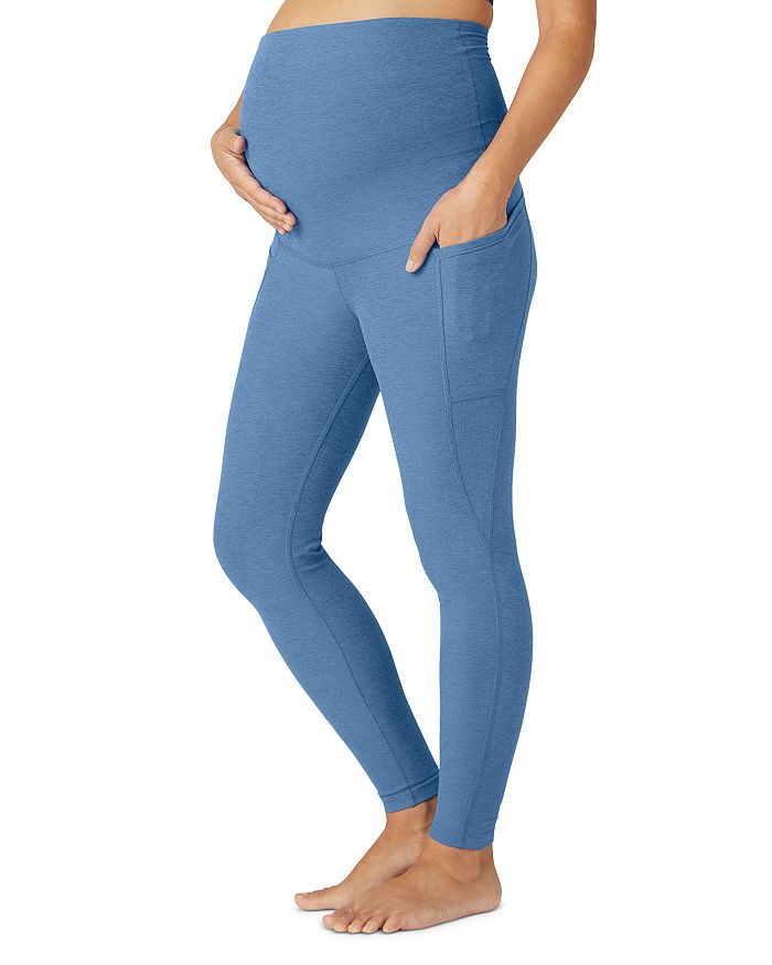 Shop Beyond Yoga Out Of Pocket High Waisted Maternity Leggings In Sky Blue Heather