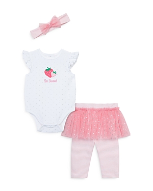 Shop Little Me Girls' So Sweet Bow Headband, Bodysuit & Skirted Leggings Set - Baby In Pink