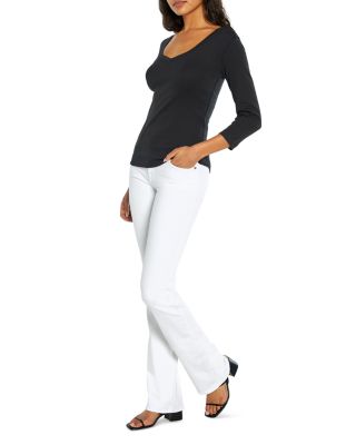 Cotton V Neck Three Quarter Sleeve Tee