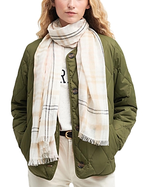 Shop Barbour Ryhope Check Scarf In Tan