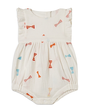 Shop Stella Mccartney Girls' Cotton Gauze Bow Embroidered Romper - Baby In White