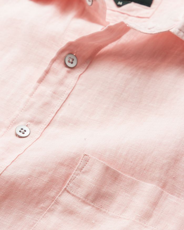 Rodd & Gunn Palm Beach Sports Fit Short Sleeve Linen Button-up Shirt In Rosewater