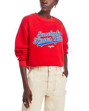 Shop The Mayfair Group Somebody Loves You Graphic Sweatshirt In Red