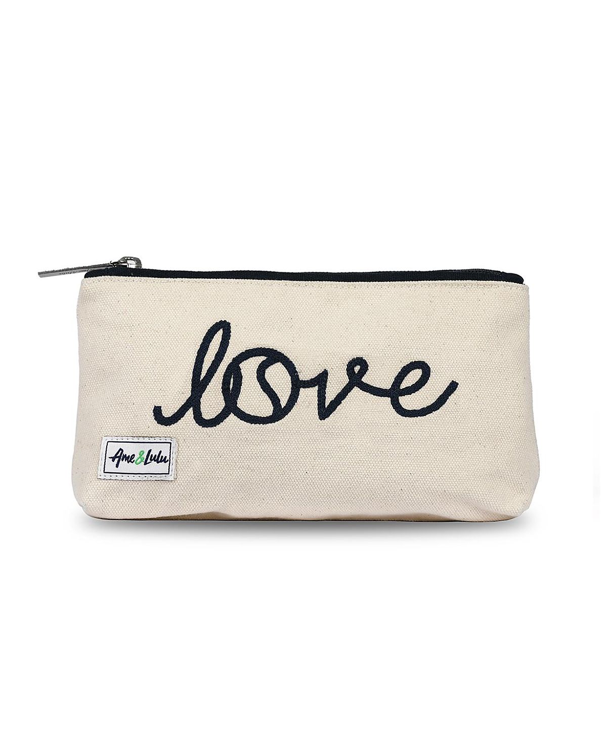 Ame & Lulu Love Stitched Brush It Off Cosmetic Case Bag
