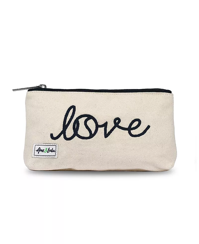Ame & Lulu Love Stitched Brush It Off Cosmetic Case Bag