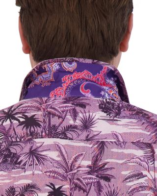 Makara Linen &amp; Cotton Classic Fit Button Down Camp Shirt