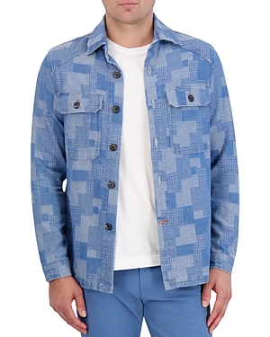 Shop Robert Graham Jaxon Cotton Blend Shirt Jacket In Blue