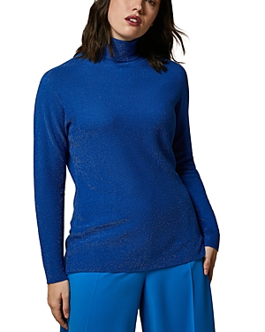 Shop Marina Rinaldi Shimmer Turtleneck Sweater In Cornflower