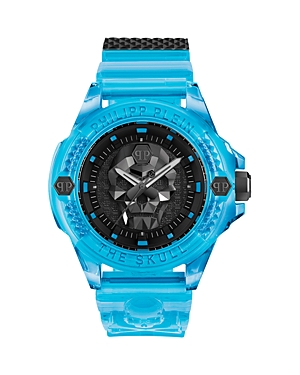 Shop Philipp Plein The $kull Scuba Duba Edition Watch, 44mm In Black/blue