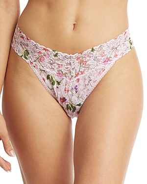Shop Hanky Panky Original-rise Printed Lace Thong In Rise And Vines