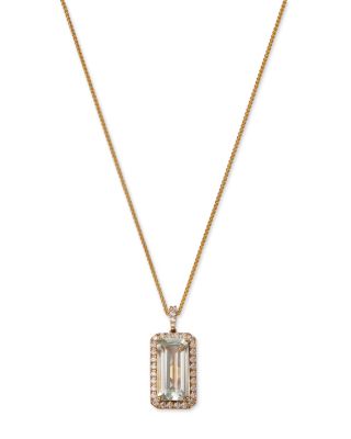 Bloomingdale's Fine Collection - Prasiolite & Diamond Halo Pendant Necklace in 14K Yellow Gold, 18"