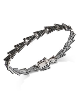 Bloomingdale's Fine Collection - Men's Black Diamond Triangle Link Bracelet in 14K White Gold, 3.5 tcw