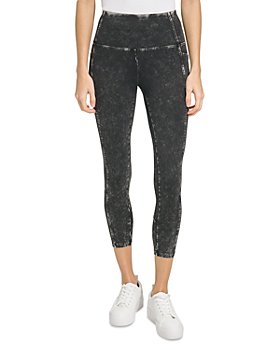 Marc New York Performance Women's Stripe Crop Legging with Shirred WB  Detail, Black/White, X-Small at  Women's Clothing store