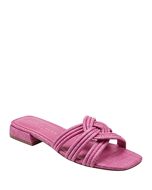 Marc Fisher Ltd Women's Casara Square Toe Interlink Strap Slide Sandals In Medium Pink