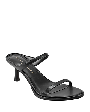 Shop Marc Fisher Ltd Women's Alonde Leather High Heel Slide Sandals In Black