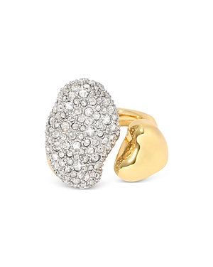 Shop Alexis Bittar Solanales Crystal Pebble Ring In Gold/crystal