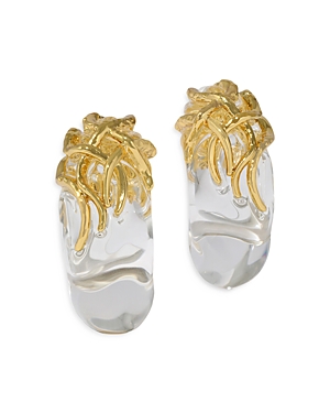 Alexis Bittar Liquid Vine Lucite Clip Hoop Earrings In Clear/gold