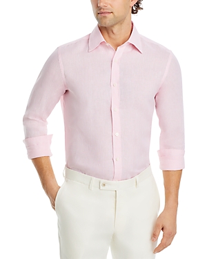 Shop Canali Pink Linen Sport Shirt