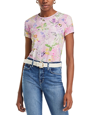 Shop L Agence L'agence Ressi Crewneck Tee In Lilac Butterfly