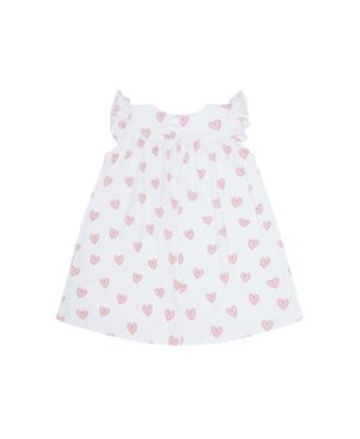 Girls' Pink Heart Print Scoop Neck Dress - Baby, Little Kid