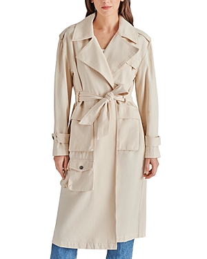 Shop Steve Madden Sunday Cotton Twill Utility Trench Coat In Antique