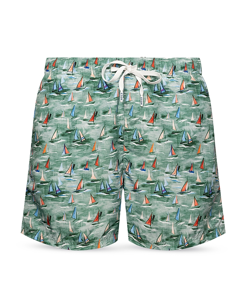 Eton Printed Drawstring 5 Swim Trunks