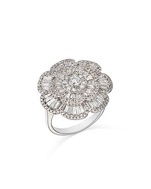 Bloomingdale's Diamond Round & Baguette Flower Ring in 14K White Gold, 1.50 ct. t.w.