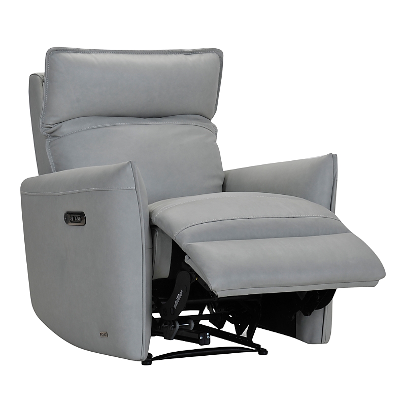 Bloomingdale's Violino Kelli Power Leather Recliner In Heavenly Grey Mist