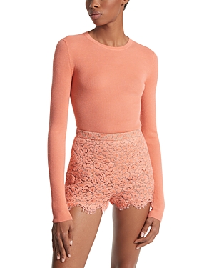 Shop Michael Kors Cashmere Hutton Rib Top In Melon