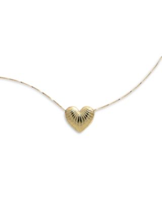 Bloomingdale's Fine Collection Ridged Heart Pendant Necklace in 14K Yellow Gold, 18