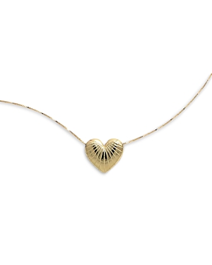 Bloomingdale's Ridged Heart Pendant Necklace in 14K Yellow Gold, 18