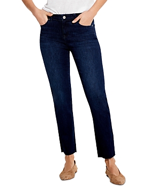 Nic + Zoe High Waist Raw Hem Ankle Straight Leg Jeans In Twilight