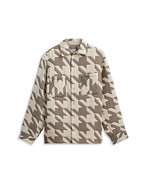 Shop Wax London Whiting Exploded Houndstooth Regular Fit Overshirt In Ecru