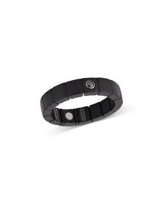 Men's 18K White Gold Black Diamond Black Ceramic Stretch Ring