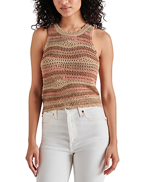 Steve Madden Hannah Striped Crochet Sleeveless Sweater In Mushroom