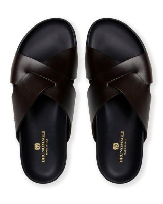 Men's Bologna Double Strap Woven Slip On Slide Sandals 