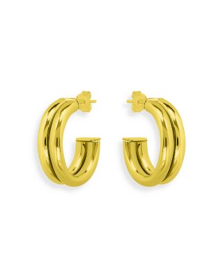 AQUA - Double Tube Hoop Earrings in 18K Gold Plated Sterling Silver - Exclusive