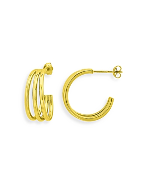 Aqua Graduated Three Row Hoop Earrings in 18K Gold Plated Sterling Silver - 100% Exclusive