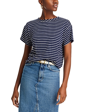 Shop Aqua Striped Tee - 100% Exclusive In Navy/white
