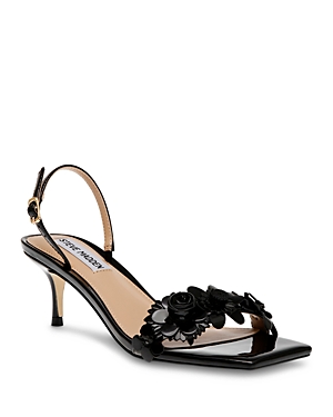 Shop Steve Madden Women's Rosalea Square Toe Slingback High Heel Sandals In Black Patent