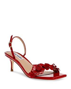 Shop Steve Madden Women's Rosalea Square Toe Slingback High Heel Sandals In Red Patent