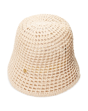 Shop Lele Sadoughi Open Weave Bucket Hat In Ivory