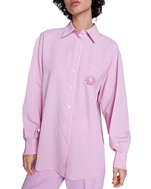 Maje Chiavita Oversized Long Sleeve Shirt In Pink