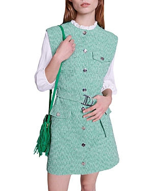 Shop Maje Rinny Layered Look Mini Dress In Green