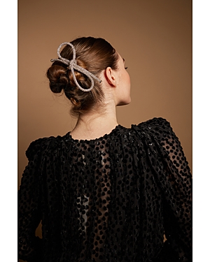 Lelet Ny Sasha Crystal Bow Barrette In Silver