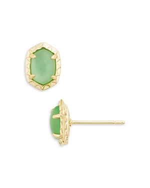 Shop Kendra Scott Daphne Large Stone Hexagon Stud Earrings In Gold Light Green Mother Of Pearl